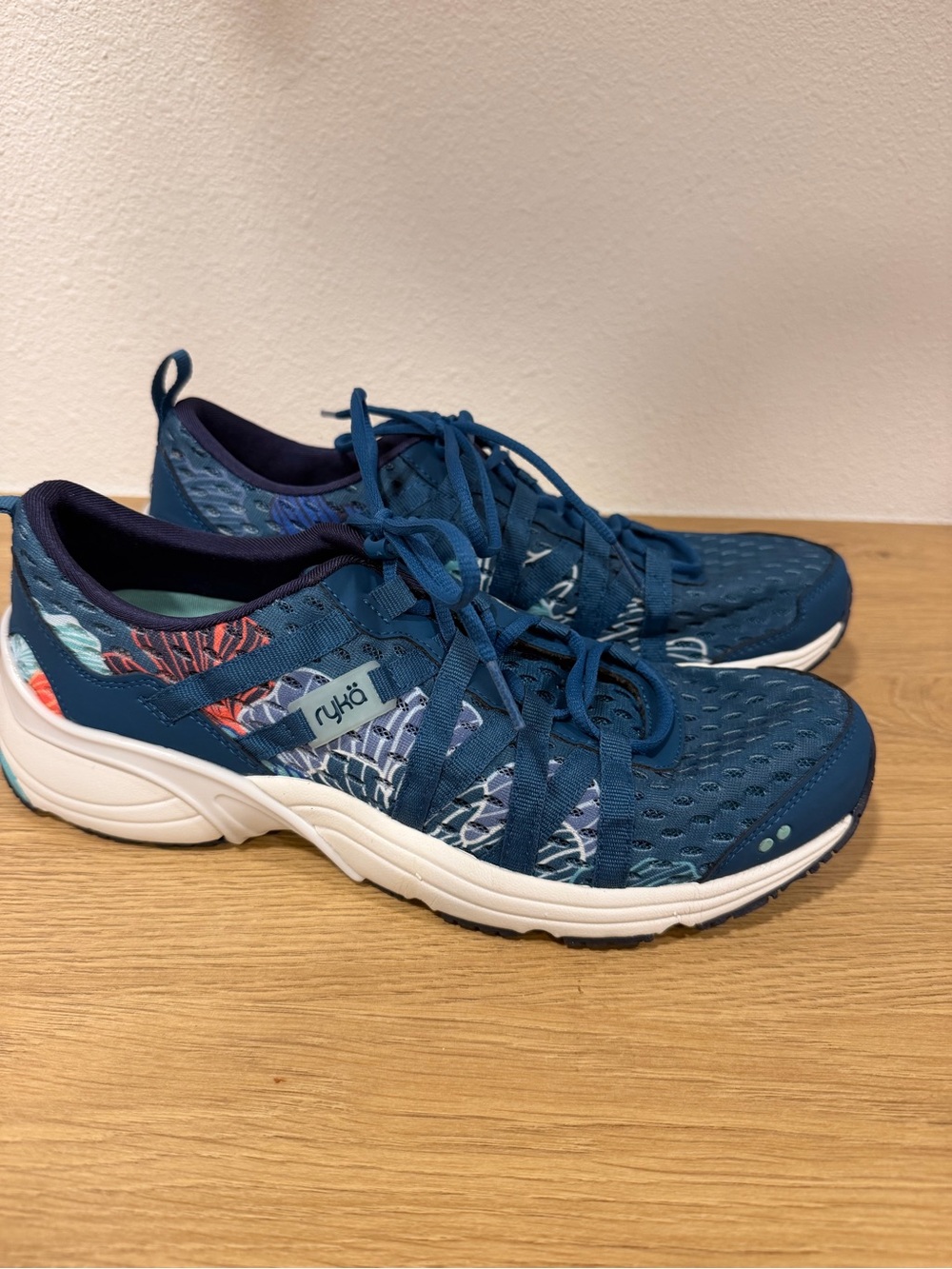 Ryka Teal Blue Athletic Walking Sneakers with Multi-Color Accents